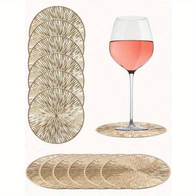 Gold Color Hollow Out Pvc Non-Slip Coaster, Cup Mats, Heat Resistant, Easy To Clean And Wash, Suitable For Daily Tableware, Parties, Bars Decoration