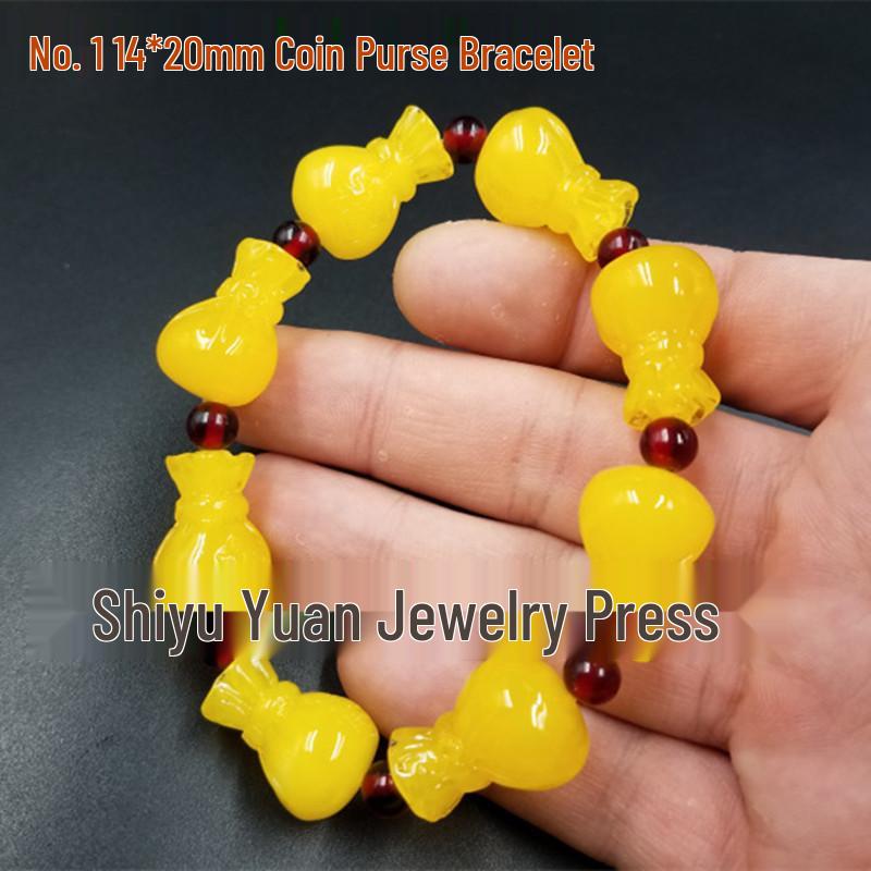Imitation Fluorescent Floating Beeswax Yellow Bead Bracelet