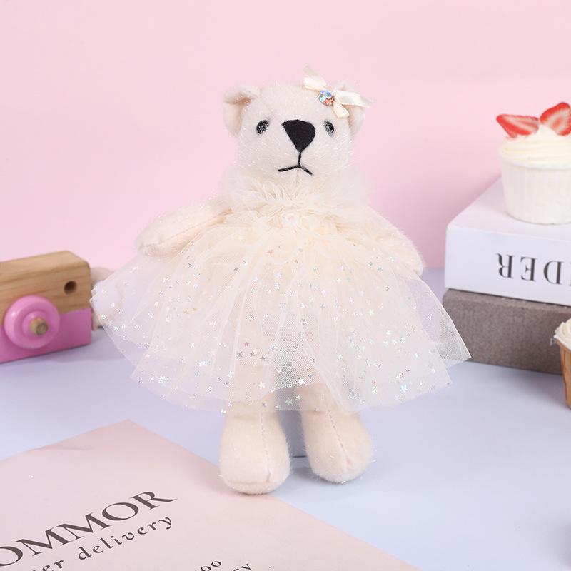 

Cartoon Mink Fur Wedding Bear Plush Doll Pendant 20cm кремовый