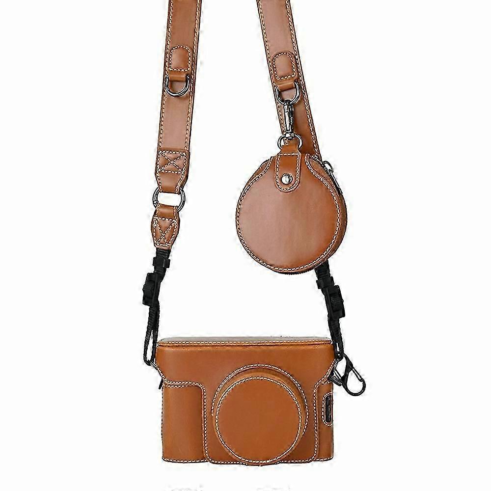 For Fujifilm X100VI Camera Case PU Leather Cover with Battery Hole + Strap + Storage Bag