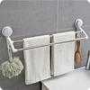 Double Layer Rail Shelf Suction Cup Towel Rack Stainless Steel Wall Mount Bathroom Towel Holder Rack Bathroom