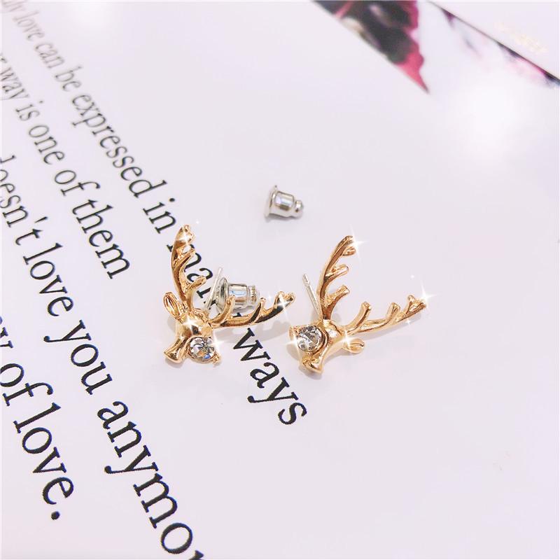 Ohrstecker aus 925er Silber mit Elchgeweih - Schlichter, vielseitiger Weihnachtsschmuck für Mädchen im Mori-Stil.