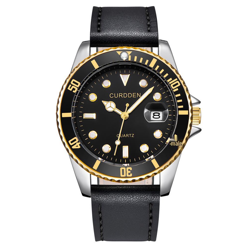 

Мужские модные кварцевые часы с календарем, простым кожаным ремешком, студенческий дизайн