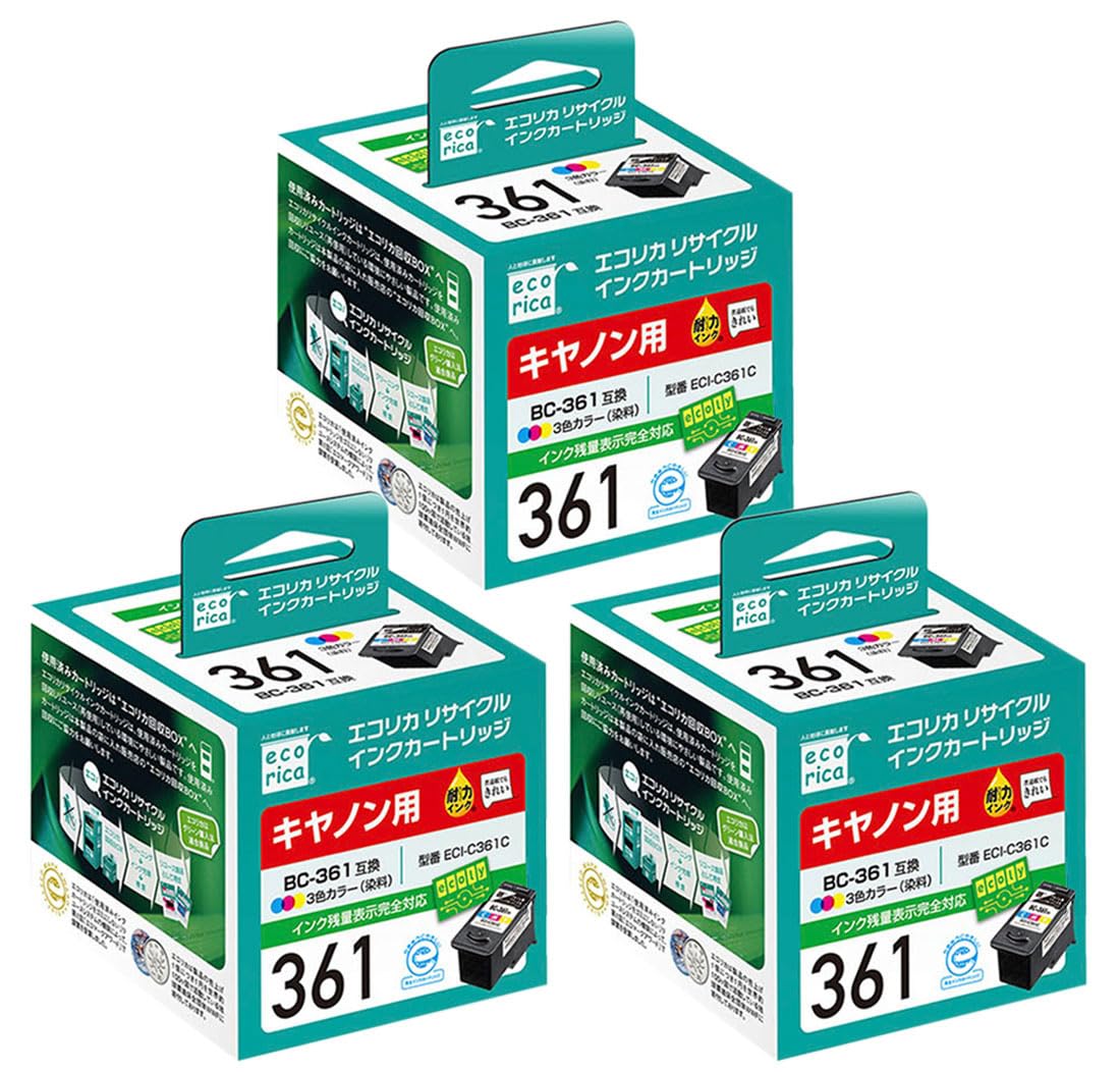 

Ecorica Recycled Ink Ecorica Set of 3 BC-361 Cartridges, Tri-Color, ECI-C361C,