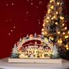 Wood Bridge Village LED Wooden Ornaments Collectible Christmas Decorations Battery Operated Gifts For Holidays Festivals