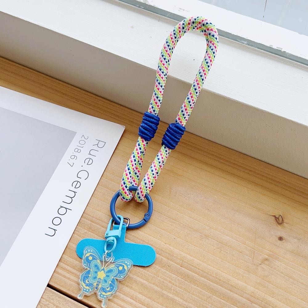 With Butterfly Pendant Cellphone Straps Hanging Cord Mobile Phone Lanyard Short Wrist Strap Charm Anti-lost Chain Women Keychain