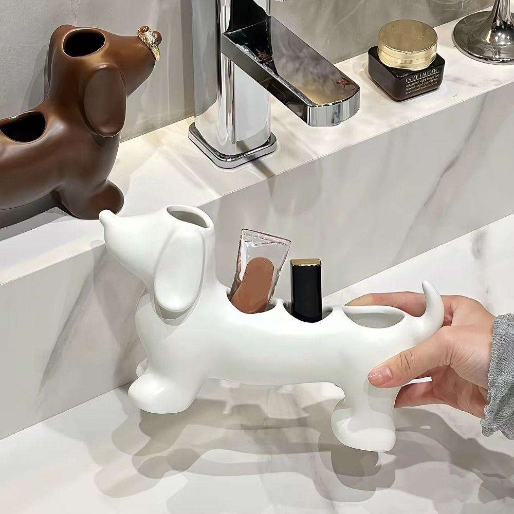Space Saving Dachshund Toothbrush Holder Ceramic Electric Toothbrush Holder  Sink