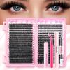 36 Rows 9-16mm Length 3D Faux Mink Lash Bond and Seal Fake Eyelash  Makeup Enhancement
