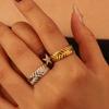 Fashion stainless steel leaf ring French retro opening adjustable ring light luxury finger ring
