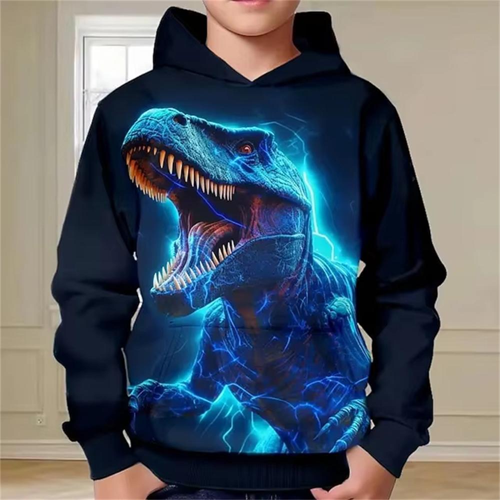 Children's Animal Dinosaur Series 3D Digital Printed Boy Hip Hop Personality Hooded Sweatshirt
