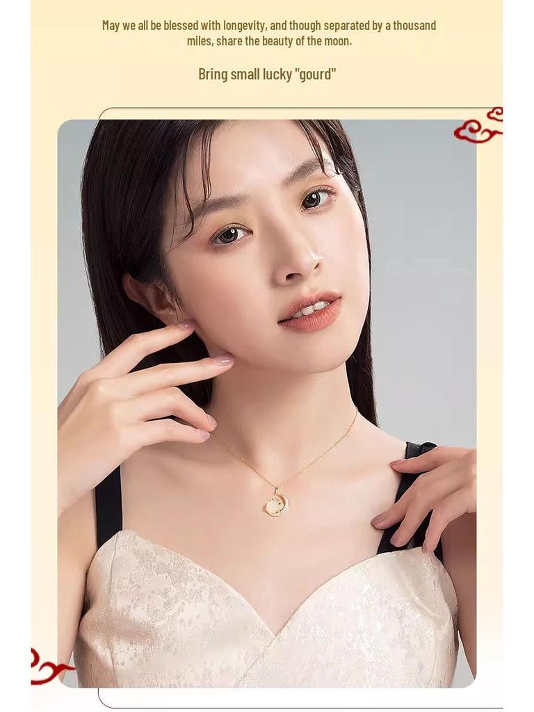 Moon Rabbit S925 Silver Jade Necklace - Elegant Clavicle Chain Gift for Women