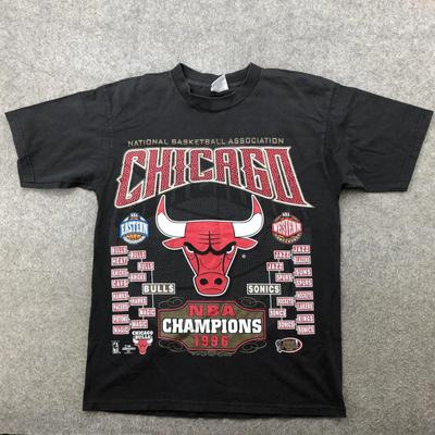 Vintage Chicago Bulls Shirt Herren L Schwarz NBA Basketball 1996 Meister 90er Jahre