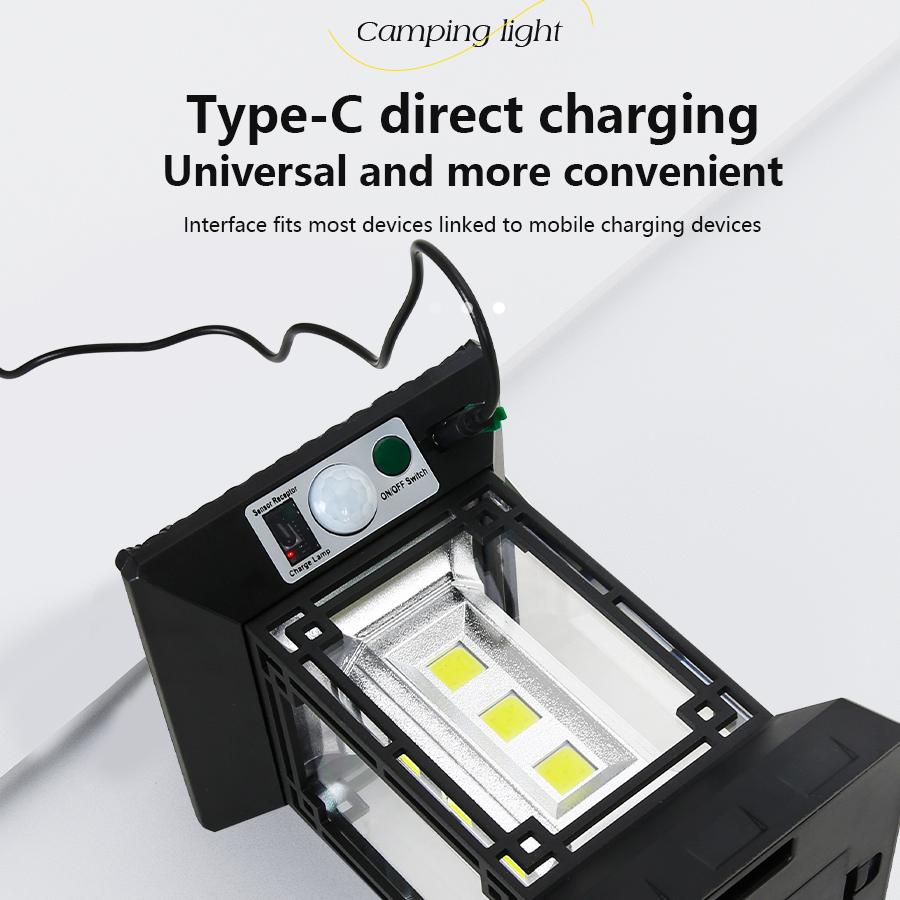 Portable Camping Lamp Human body Induction Solar Wall Light Outdoor IP65 Waterproof Camping Emergency Light USB Rechargeable