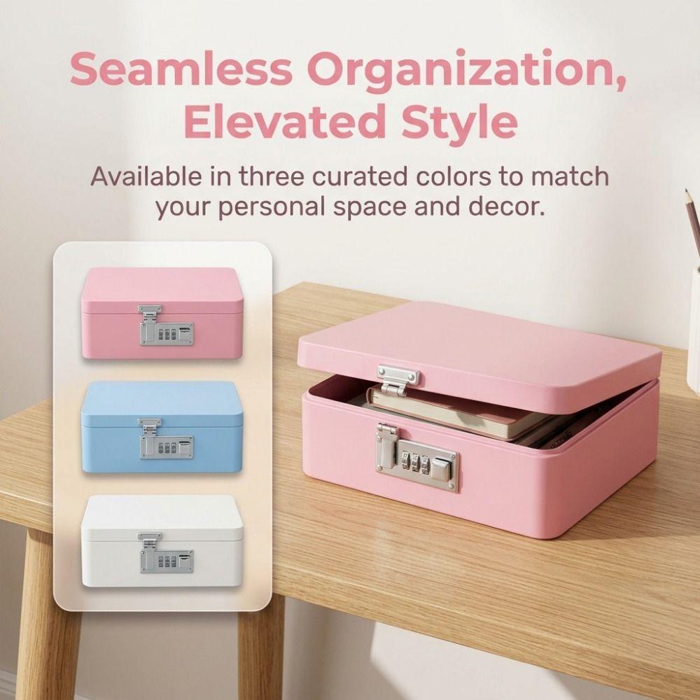 Rectangular Password Lock Iron Box Flip Top Design Jewelry Storage Box Piggy Bank Desktop