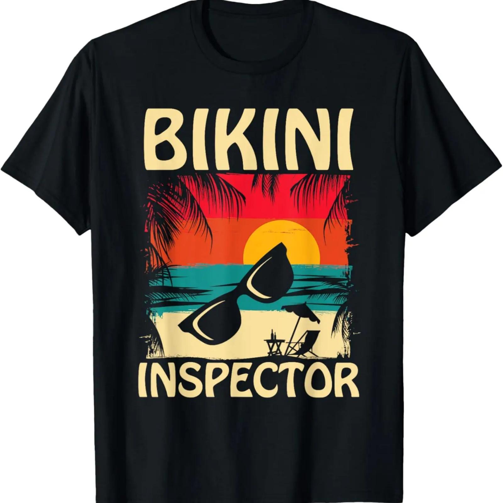 

Bikini Inspector Mens Boys Funny Beach Summer Quote T-Shirt XXXXXL чорний