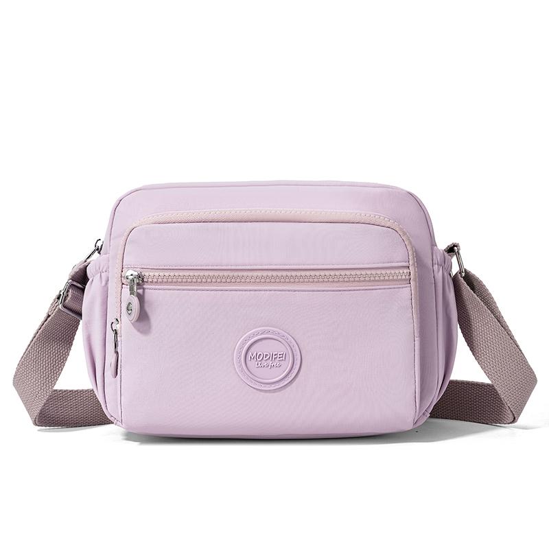 Crossbody Bag Multi-Layer Pocket Shoulder Bag Water-Repellent Nylon Women's Small Square Bag