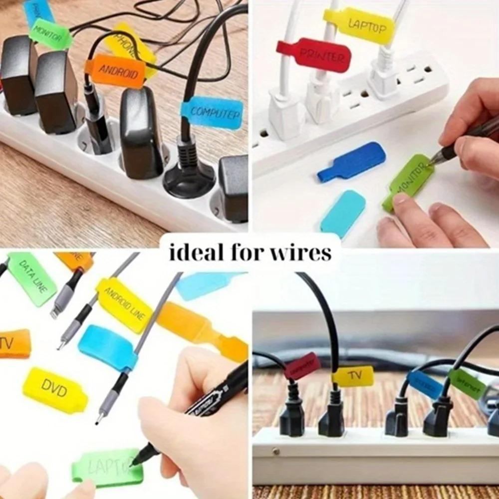 1-100pcs Reusable Waterproof Cable Labels Color-Coded Organizer Straps Data Charger Cords Management Home Office Travel