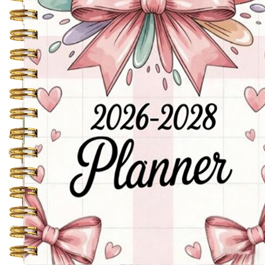 Planner 2026-2028 Spiral Bound Bow 36-Month Hardcover 3 Year Planner Calendar For Home School Office Work Appointment Academic