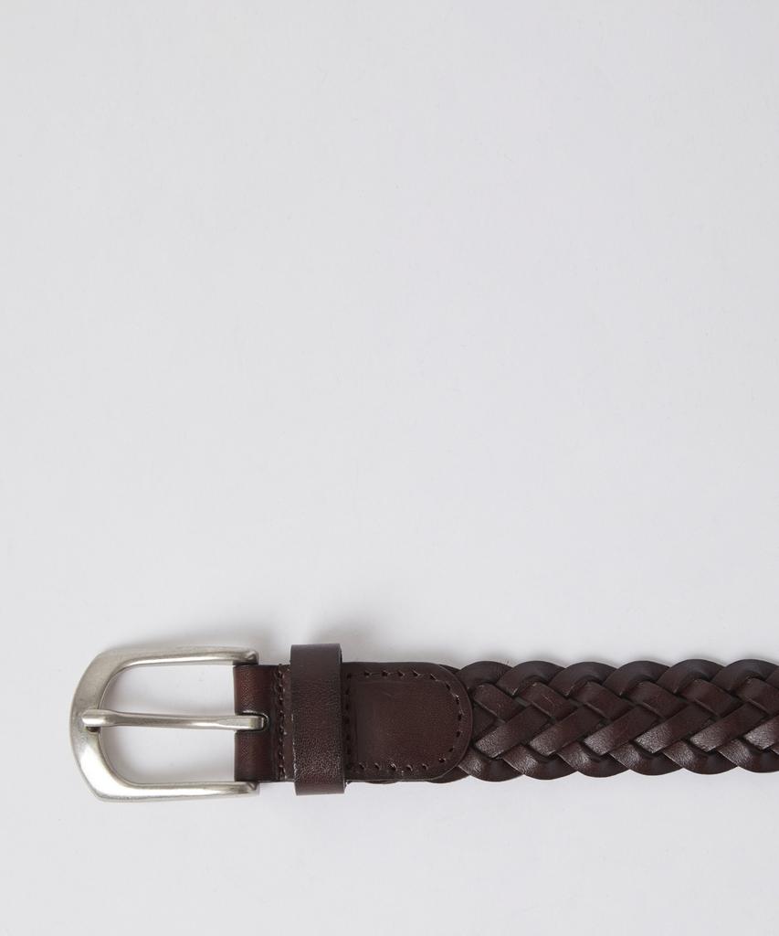 247Silijeu Leather Weaving Belt Dark Brown