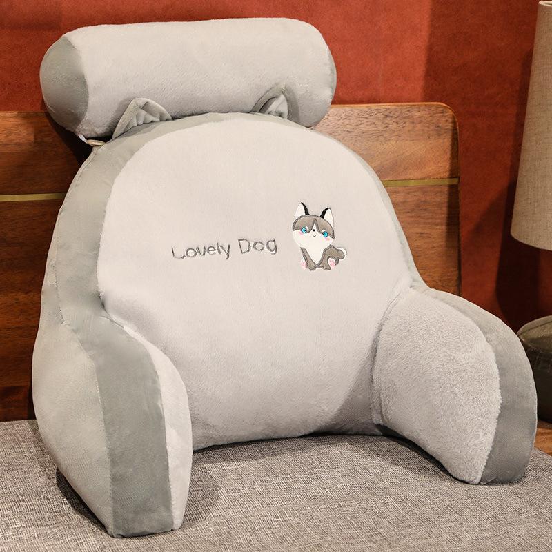 Bedhead Backrest Pillow Dormitory Reading Pillow Pregnant Women Protect Their Waist Plush Cartoon Pattern Seat Cushion with Zipper