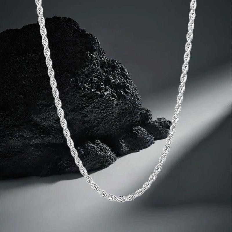 Trendy Stainless Steel Double-Layer Twist Clavicle Necklace for Men & Women