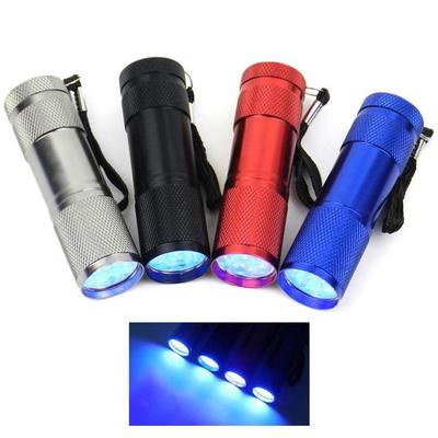 Alloy Detection Light Invisible Ink Marker Ultra Violet Purple Light UV Torch 9 LED Flashlight