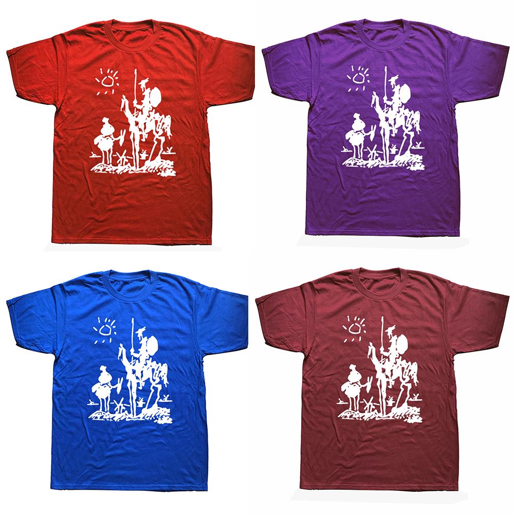 Men's T-Shirts Picasso Art Painting Funny Cotton Tee Shirt Short Sleeve Don Quixote knight T Shirts Clothes Birthday Present