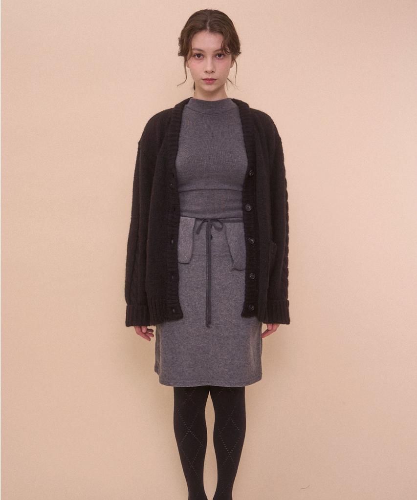 Beliar Boucle Wrap Skirt-Gray