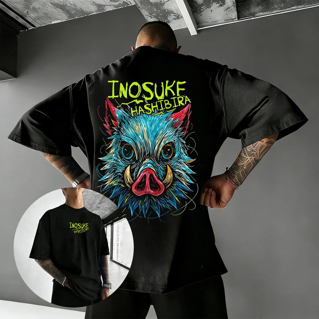 Demon Slayer Inosuke Anime T Shirt Mens 2026 Summer Fashion Short Sleeve Tee Casual Tops Graphic Print Streetwear Y2k Clothes