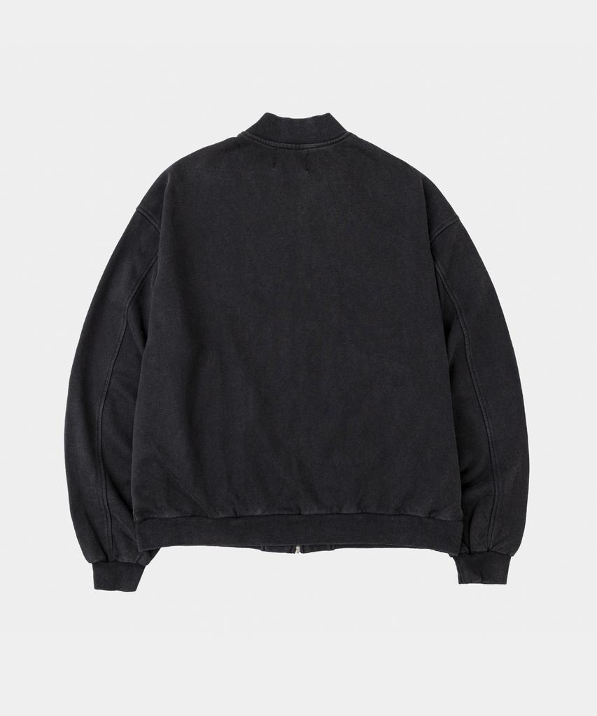 Lettercomo Heavy Cotton Garment Stadium Varsity Jacket Stone Black