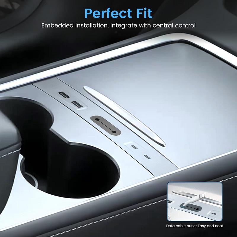 Car USB Hub for Tesla Model Y Model 3 2021 2022 2023 Docking Station Center Console Extension Accessories 27W USB Fast Charging