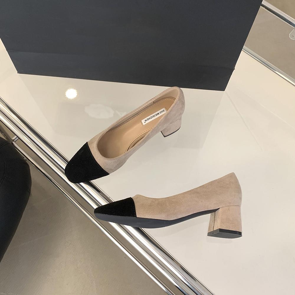 

мода Мода Женские туфли-лодочки Смешанный цвет Черный Бежевый Оранжевый Туфли для платья Женские Толстый высокий каблук Вечерние туфли-лодочки Офисные туфли Слайды Размер 35-39 5.5 хаки