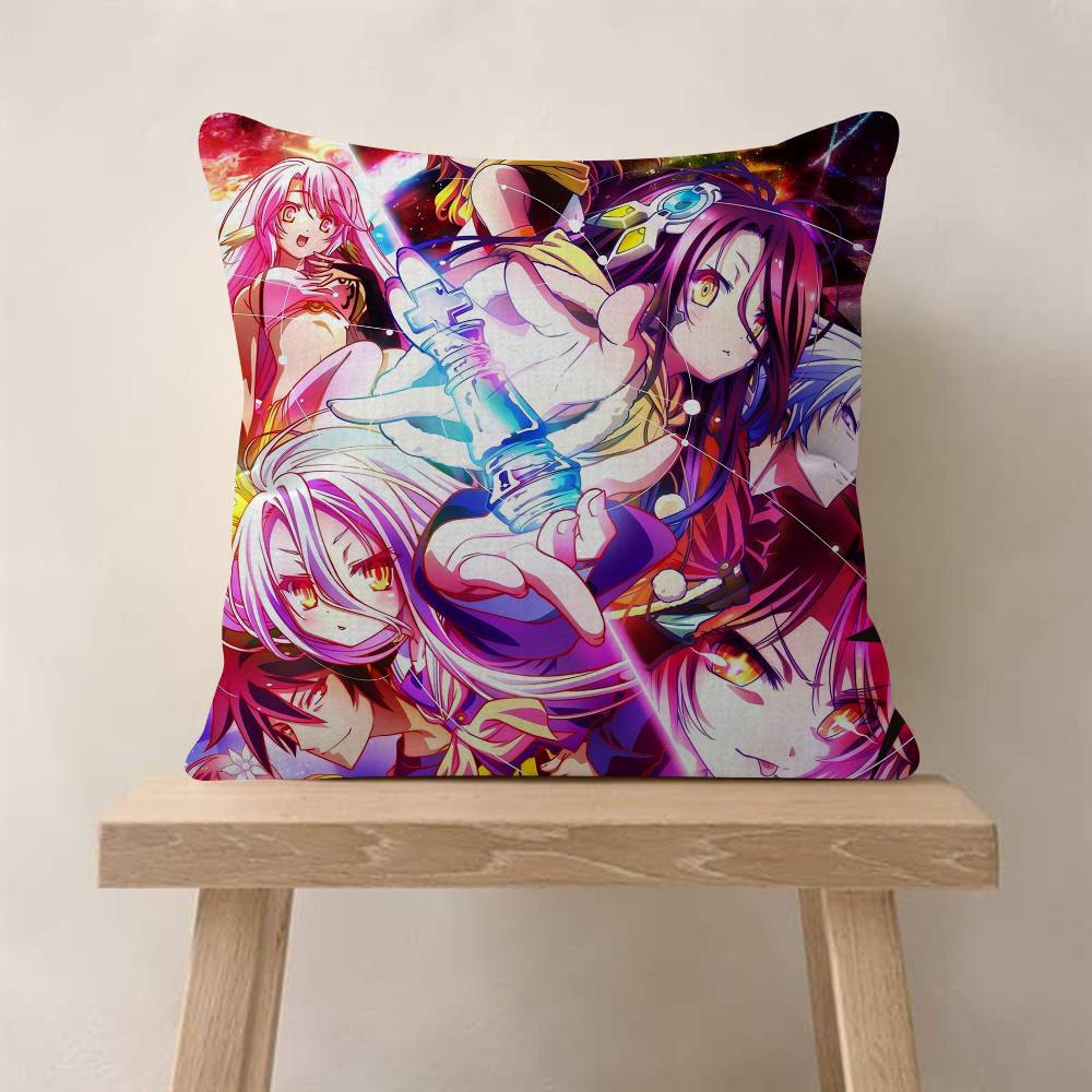 NNo Game No Life Anime Pillow Covers Cartoon Sofa Decorative Home Doublesided Printing Short Plush Cute Cushion Cover