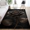 Artistic Black Rose Rug,Dark Floral with Gold Accents Non-Slip Floor Mat for Bedroom Living Room,Modern Gothic Home Decor Carpet