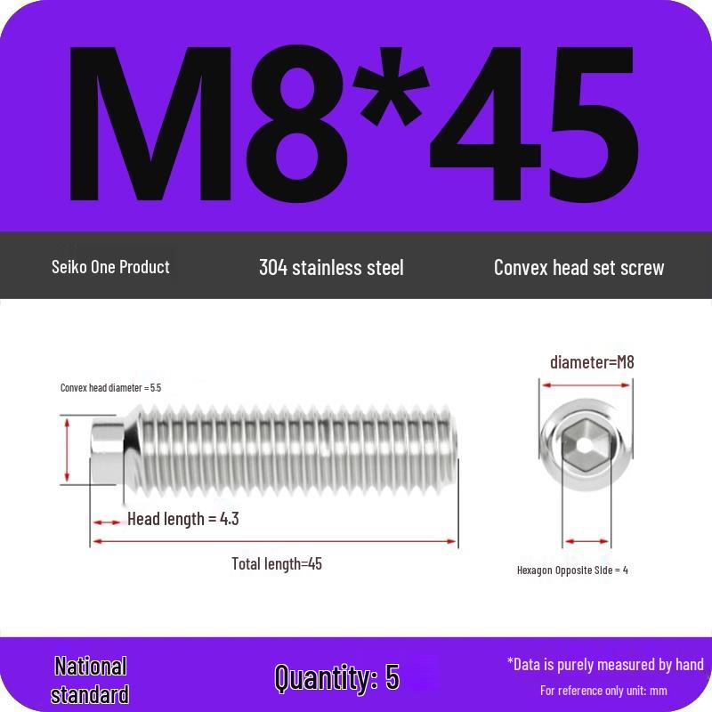 304 Stainless Steel Cup Point Grub Screw - Sizes M3 To M10