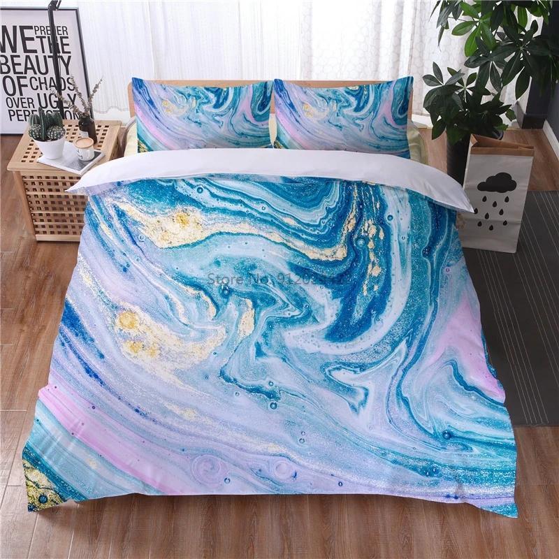 Black White Geometric 3d Bedding Sets Marble Digital Printing Duvet Cover Set with Pillowcase Home Textile Europe Australia Size
