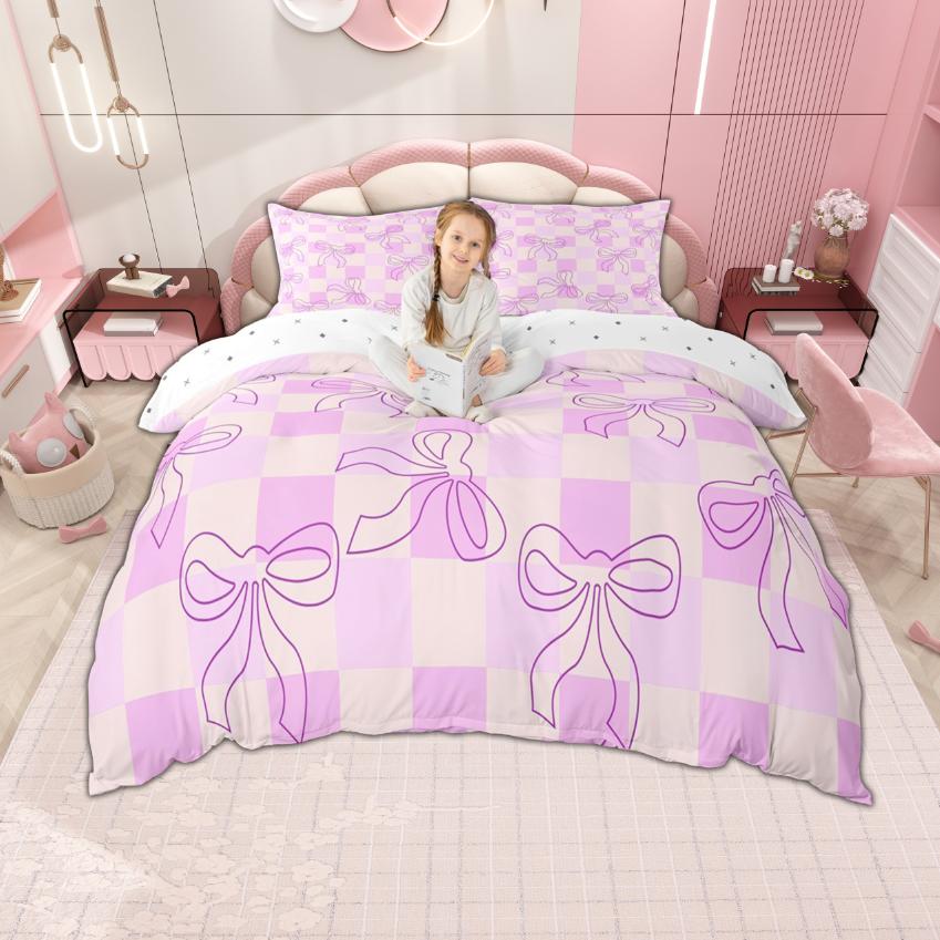 

Homewish Кавайный комплект пододеяльника с бантом для девочек, Кавайный комплект постельного белья в горошек, Комплект пододеяльника с бантом принцессы DE XS 100x135cm 2pcs&set