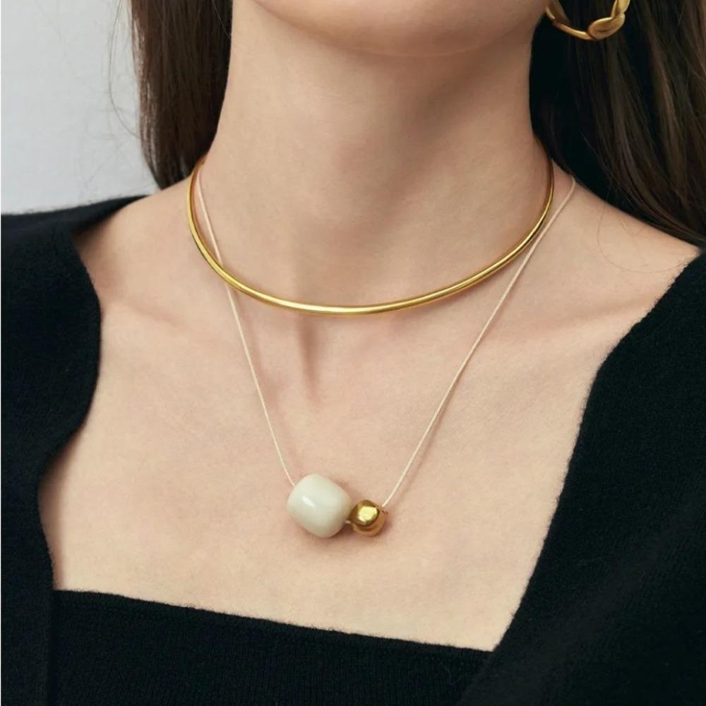Vintage Cord Necklace Aesthetic Trend Choker Fashion Bead Pendant Necklace  Charm Chokers