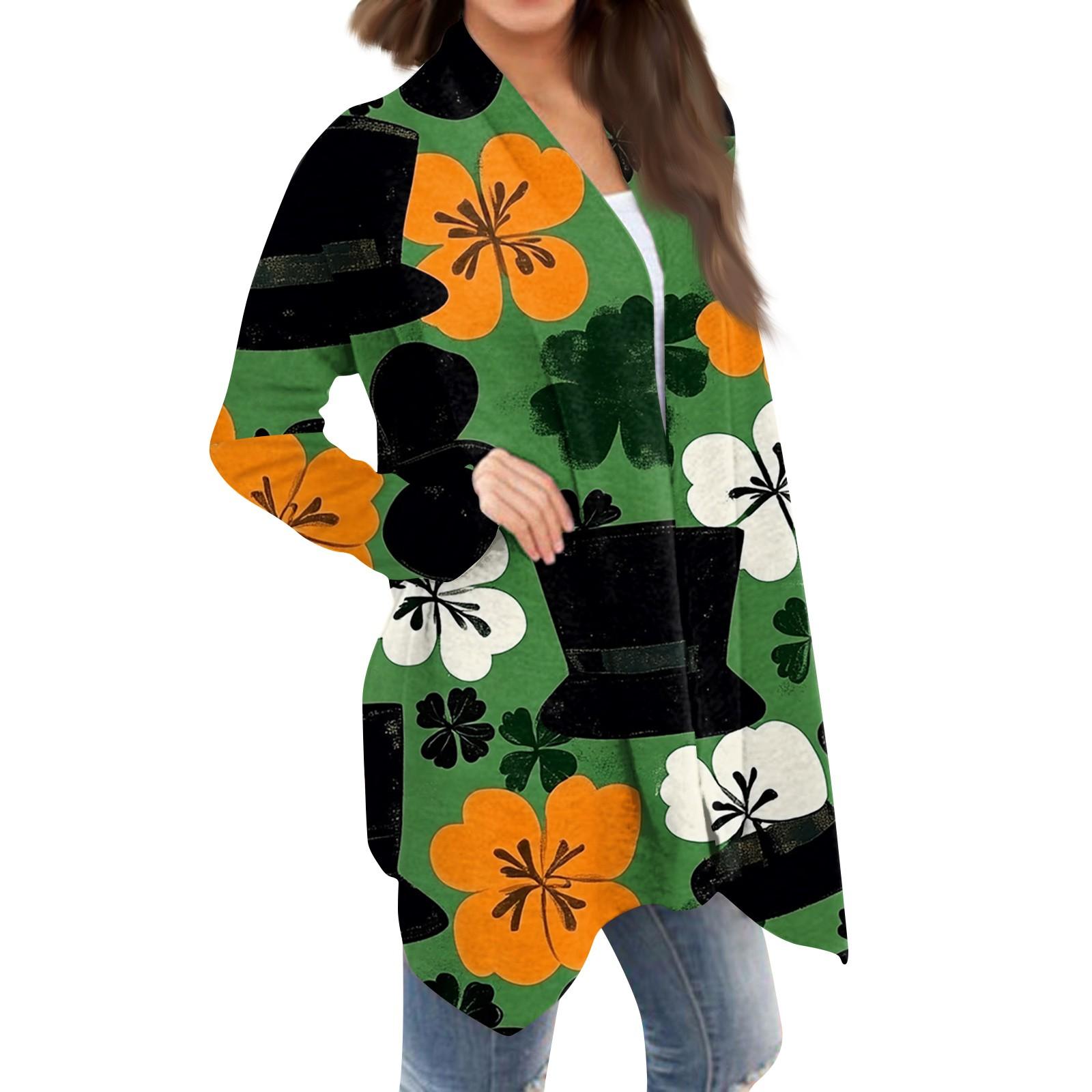 

Женская мода, повседневный рождественский принт, кардиган средней длины, куртка, пальто XL оранжевый