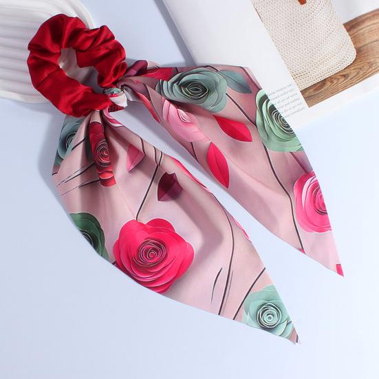 Hair Band Floral Print Bowknot Shape High Elasticity Hair Tie No Irritating Scalp Hair Rope Versatile Hair Accessory