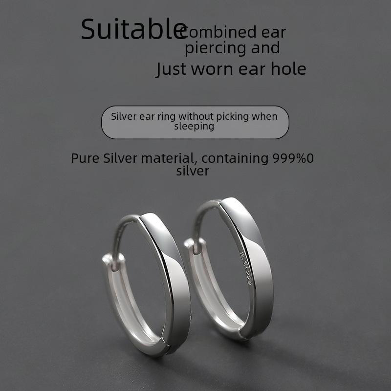 Trendy 925 Herren Schlichte Creolen Clip-On Ohrringe & Ohrstecker