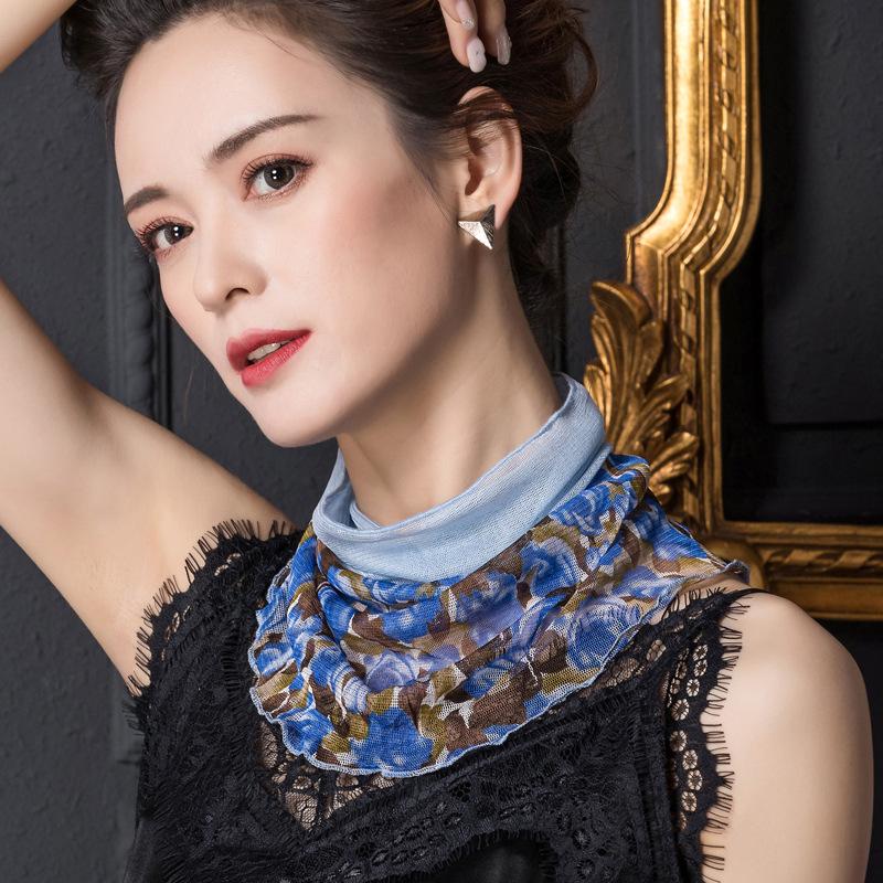 

Элегантный сетчатый шелковый шарф: 100% Тутовый шелк Принт Защита от солнца Снуд Пуловер Below 60cm