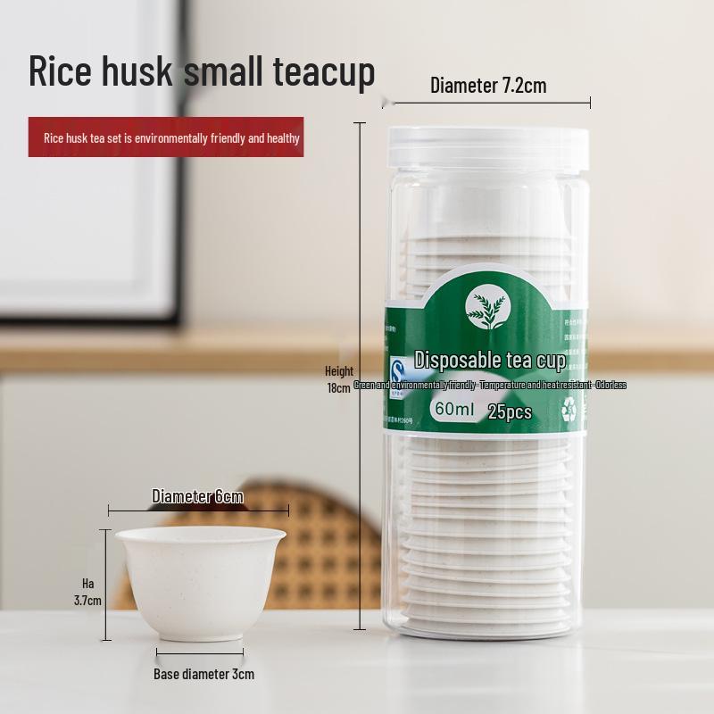 Eco-friendly Thickened Rice Husk Tea Cup for Gongfu and Guest Reception, High-grade and High Temperature Resistant