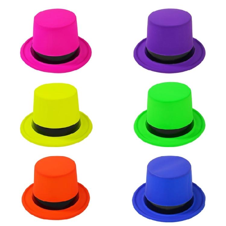 Plastic Top Hat with Fluorescent Color for Themed Parties Costume Accessories Hat Headwear Music Festival Props Fedoras