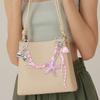 Stylish Beaded PU Leather Lace Bows Bag Charm Elegant Handbag Accessory Bags Keychain Holder For Women Girls