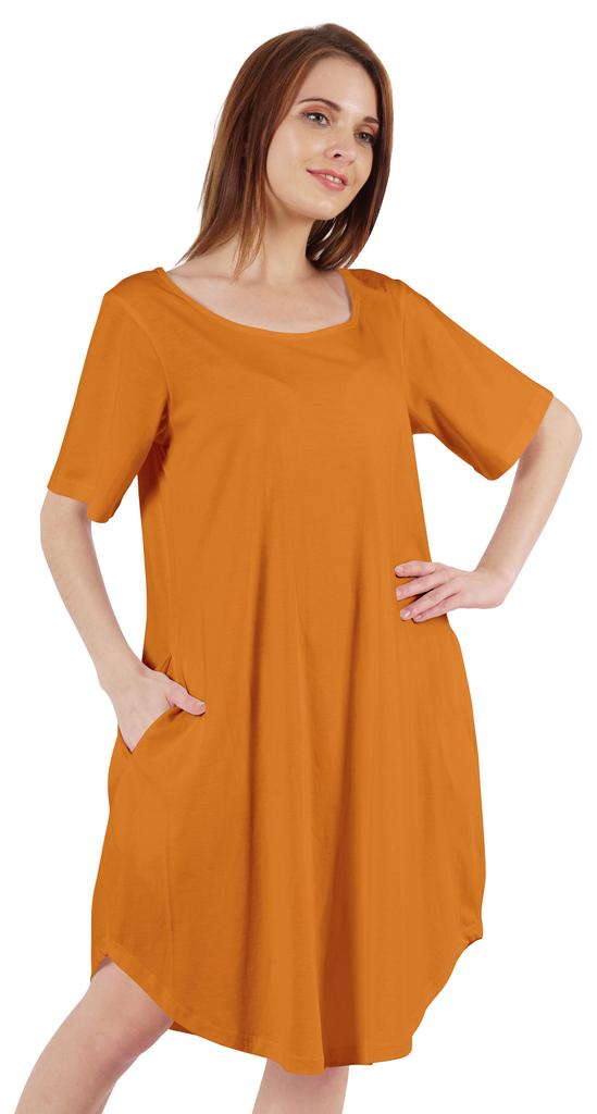 Inkmeso Noční košile pro ženy s krátkým rukávem W Noční košile s kulatým výstřihem Jersey tunika