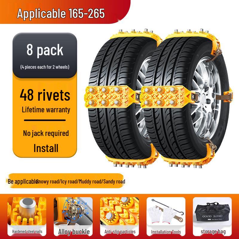 Universal Rubber Anti-Skid Tire Chains for Cars, SUVs, and Vans - Protects Tires In Winter Conditions