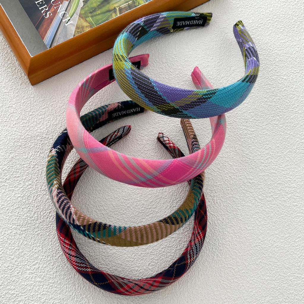 3 Cm Autumn Winter Woolen Plaid Sponge Padded Hairband Headband Adult Hair Accessories Hair Jewley