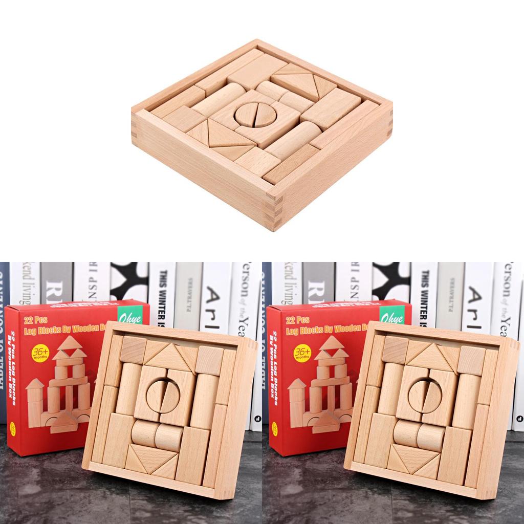 Wooden Building Blocks Set For Kids With Large Natural Grain For Early Education And Play