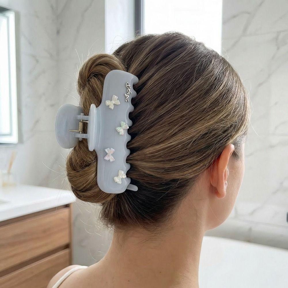 Personalized PC Bow Hair Claw Hairpin Plastic Bowknot Hair Clip Barrette Headwear Large Shark Clip Streetwear